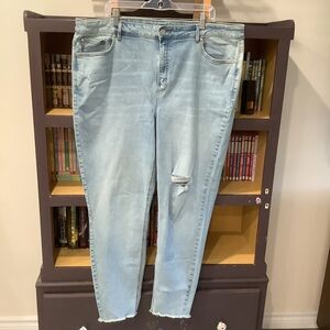 ADDITION ELLE Plus Size High Waist Light Wash Distressed Skinny Jeans Size 22